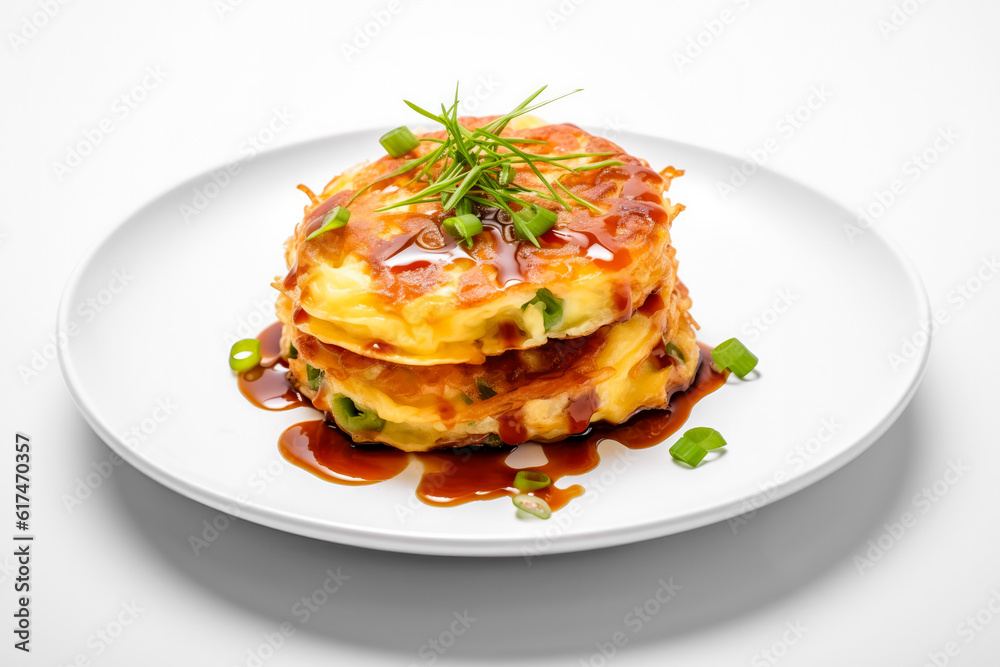 
Delicious Egg Foo Young isolated on white background

