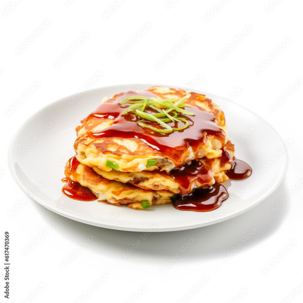 
Delicious Egg Foo Young isolated on white background

