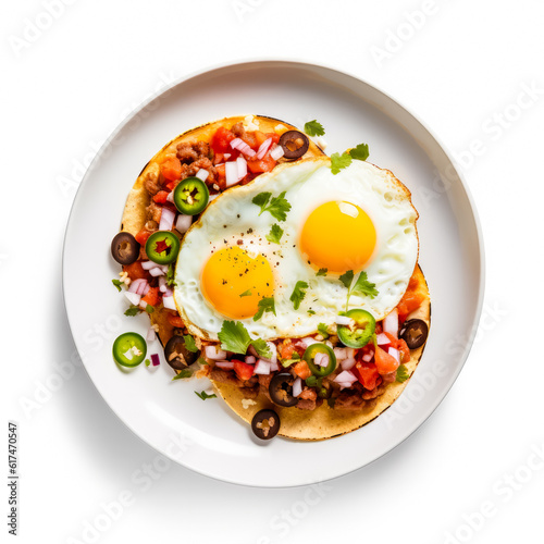 
Delicious Huevos rancheros isolated on white background

