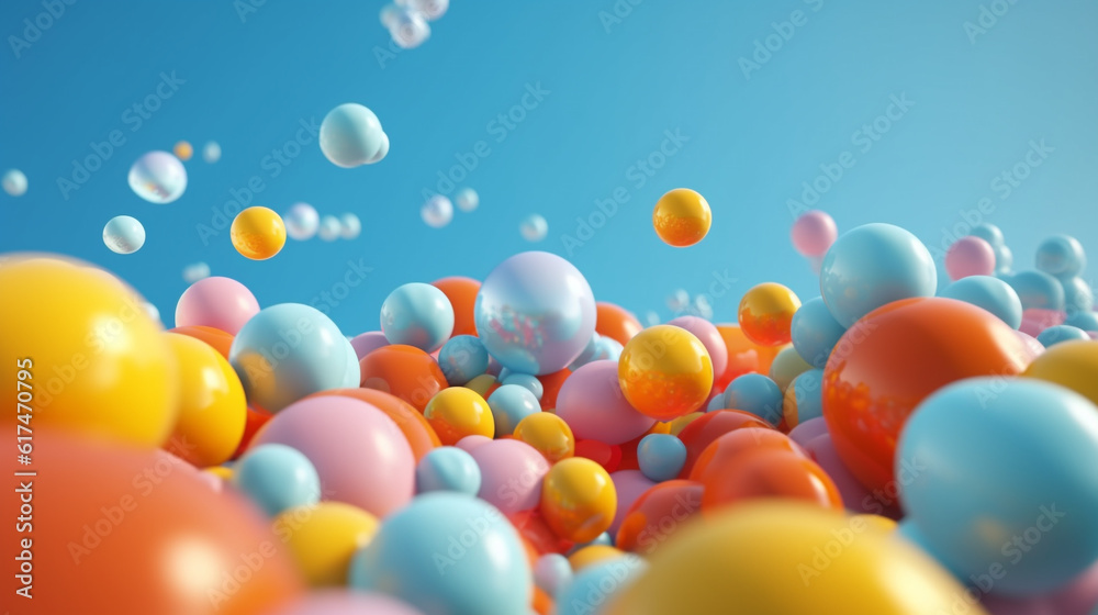 colored bubbles flying rendering minimal background 