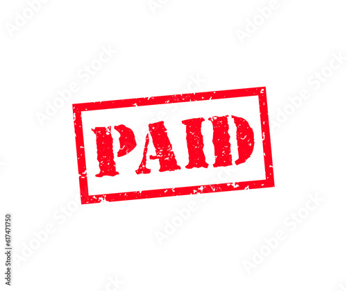 Paid grunge rubber stamp logo design. Grunge stamp red paid vector design and illustration.