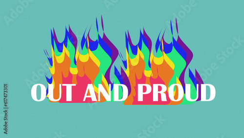 lgbt flames, out and proud, celebration day with background, wallpaper corporation
