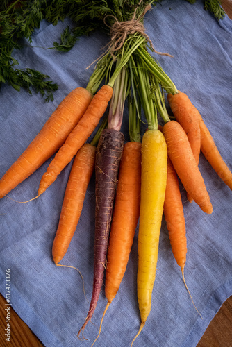 A bunch of colourful carrots
