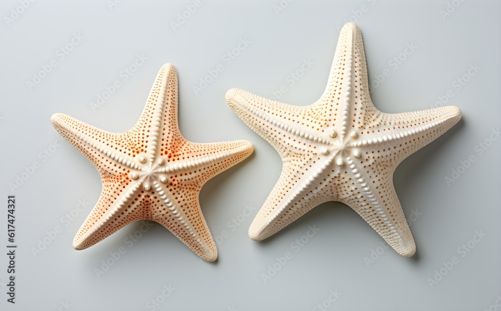 Distinct duo of starfish on white, top view, subtle shadows, flat lay design, marine life representation, Generative AI, Generative, KI
Distinct duo of starfish on white, top view, subtle shadows, flat lay design, marine life representation, Generative AI, Generative, KI