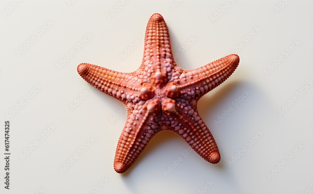 Pink sea star with brown growths, close-up, white background, natural shadows, top view, marine life, oceanic ecosystem, flat lay, generative AI, generative, KI
Pink sea star with brown growths, close-up, white background, natural shadows, top view, marine life, oceanic ecosystem, flat lay, generative AI, generative, KI