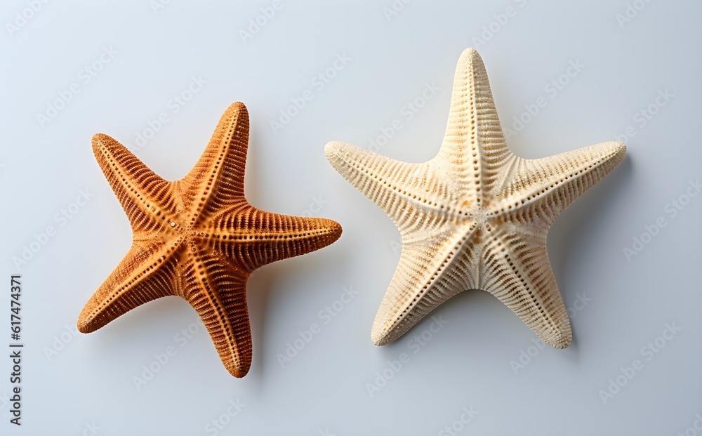Marine life showcase: Two starfish varieties, top-down view, isolated on white, slight shadows, flat layout, Generative AI, Generative, KI
Marine life showcase: Two starfish varieties, top-down view, isolated on white, slight shadows, flat layout, Generative AI, Generative, KI