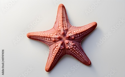 Detailed texture of pink sea star with brown growths, isolated on white, top view, flat lay, marine life, naturalistic, oceanic, generative AI, generative, KI 