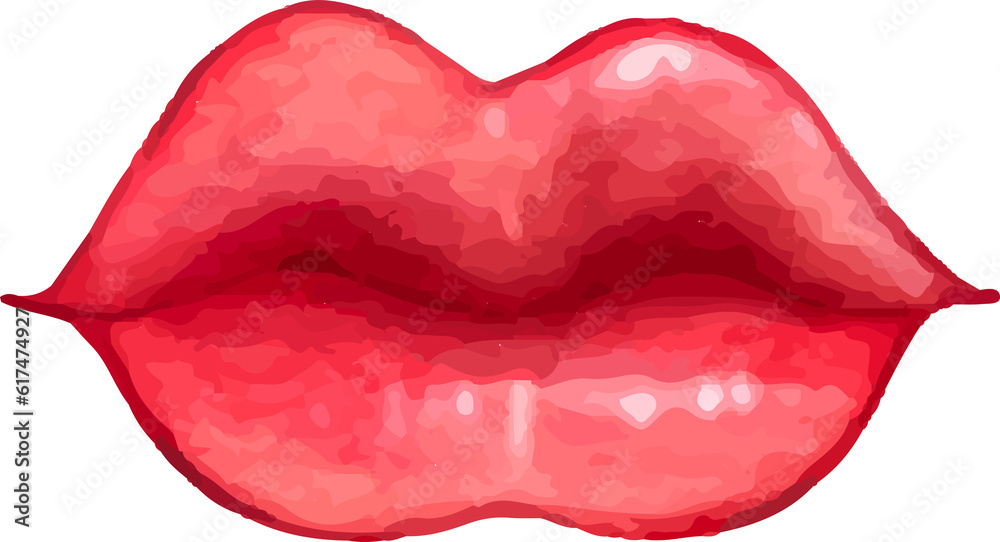 Fototapeta premium Lipstick kiss mark watercolor illustration