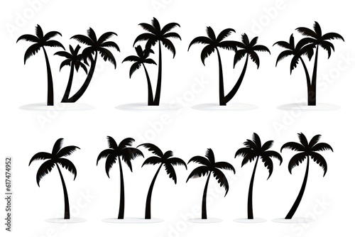 Palm Tree Silhouette Vector Art Icons and Graphics white backgroud