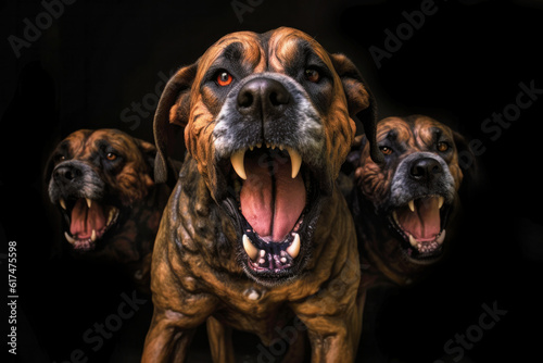 The Cerberus in Greek mythology - the three-headed hound of Hades (Generative AI) photo