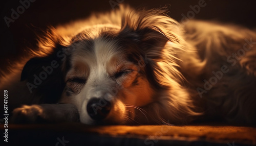 Purebred puppies lying down, cute and fluffy generated by AI