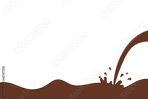 Milk chocolate blot. Chocolate drops and stains. Modern poster of fresh milk splash on a light background, flat design. Blots from milks. Vector illustration
