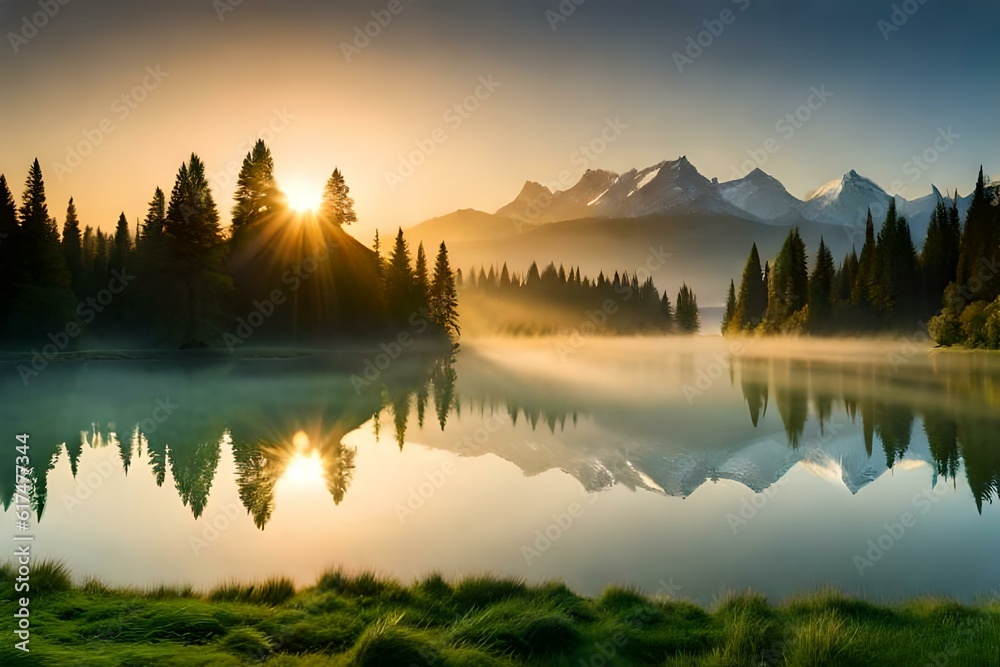 sunrise over the lake