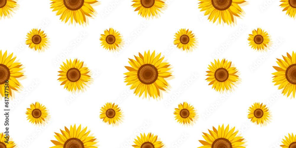 Sunflower seamless pattern on a white background. Decorative cute floral vector illustration. Print fabric design Sunflower seamless pattern on a white background. Decorative cute floral vector illustration. Print fabric design