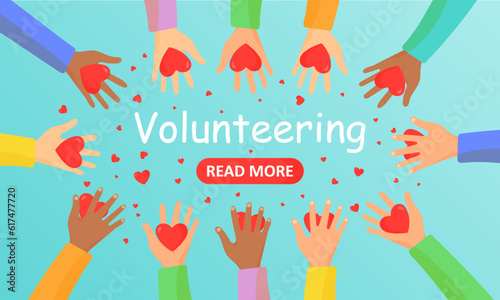 Charity and donation concept. Give and share your love for people. Hands holding a heart symbol. Flat design, vector illustration. Charity and donation concept. Give and share your love for people. 