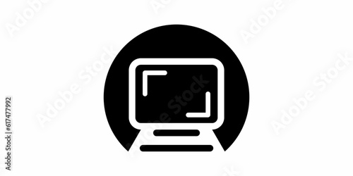 computer monitor robot logo design icon vector illustration.