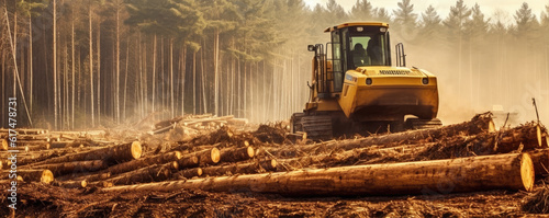 Beech wood logging timber wood industry. generative ai