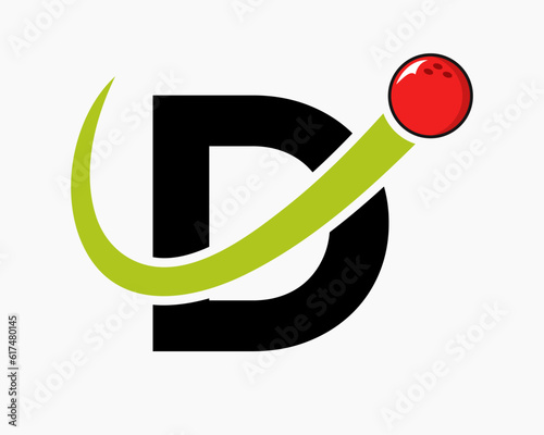 Letter D Bowling Logo. Bowling Ball Symbol With Moving Ball Icon