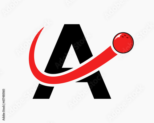 Letter A Bowling Logo. Bowling Ball Symbol With Moving Ball Icon