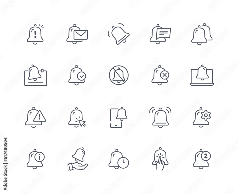 Notification icons outline set Notification icons outline set