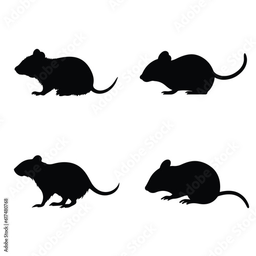 Silhouette mice, Rat and mouse collection, vector isolated 