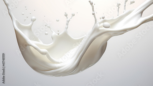 Artful representation of milk splash transforming into a wave of yogurt and cream, generative by AI.