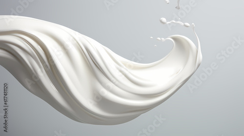 Artful representation of milk splash transforming into a wave of yogurt and cream, generative by AI.