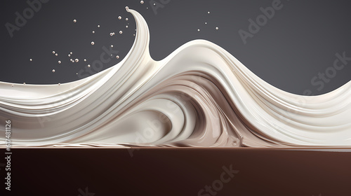 Dynamic portrayal of a milk splash blending with chocolate, creating a creamy yogurt wave, generative by AI.