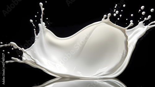 Artful representation of milk splash transforming into a wave of yogurt and cream, generative by AI.