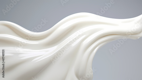 Artful representation of milk splash transforming into a wave of yogurt and cream, generative by AI. photo