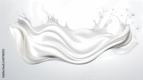 Artful representation of milk splash transforming into a wave of yogurt and cream, generative by AI.
