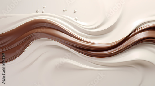 Dynamic portrayal of a milk splash blending with chocolate, creating a creamy yogurt wave, generative by AI.