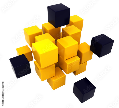 Obraz na płótnie Black and yellow cubic background