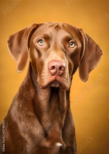 Cute Hungarian pointer dog portrait. Animal movement concept. Dogs are full of energy and always need to be moved. AI generated.