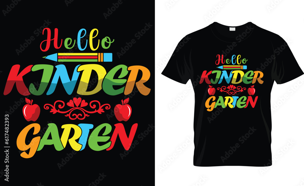 hello kindergarten t-shirt design vector template