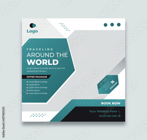 travel tour post or social media post template