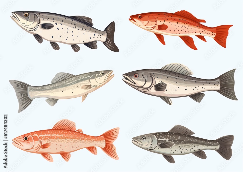 collection of fish, AI generative collection of fish, AI generative