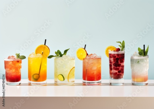 cocktail collection on white background, AI generative
