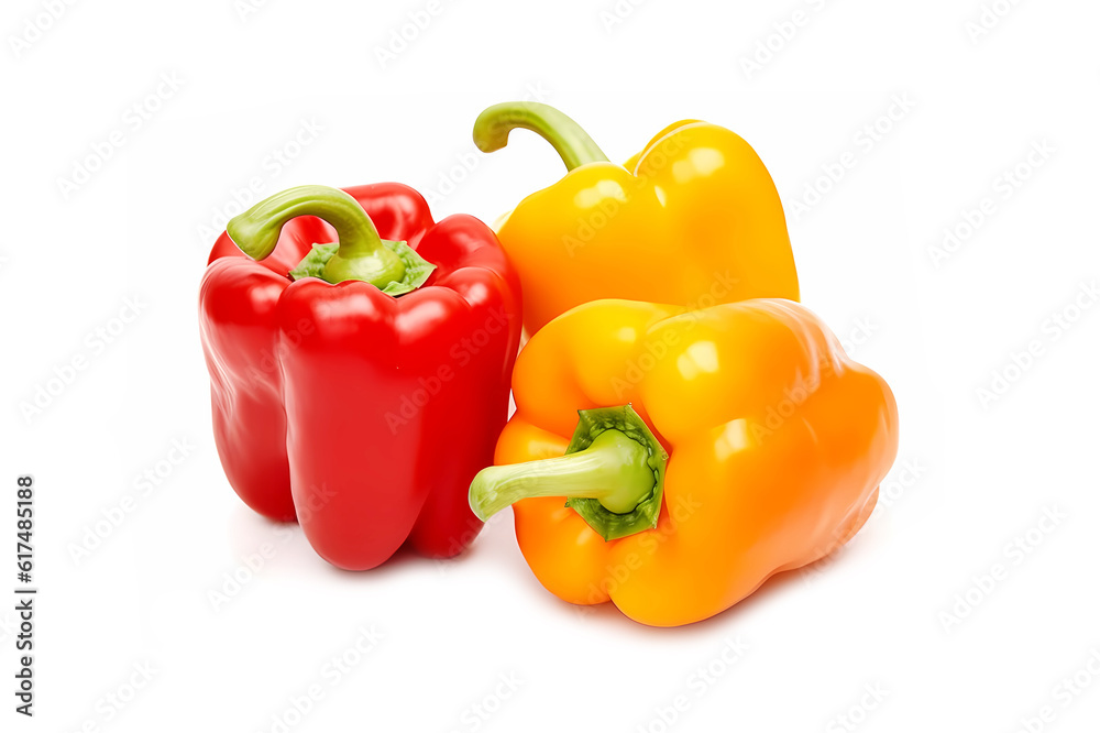 Group of peppers isolated on white background,ai generated/ Group of peppers isolated on white background,ai generated/