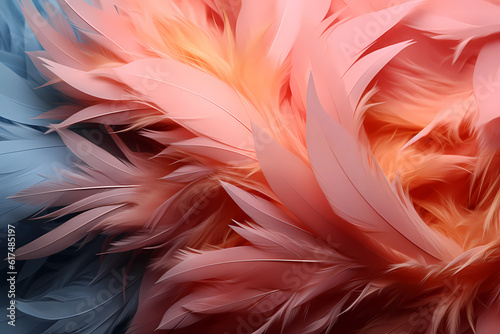 Background from pink and blue feather,good for text overlay.AI generated.