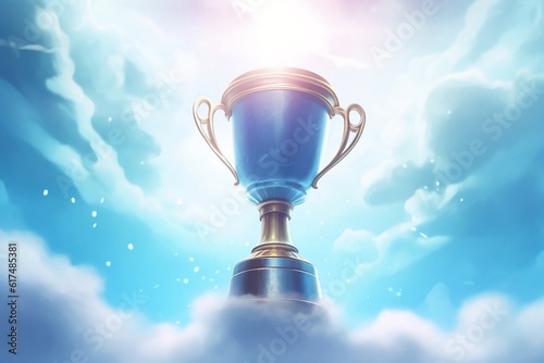 Victory in the Skies Winner's Trophy Against a Sky Background. AI photo