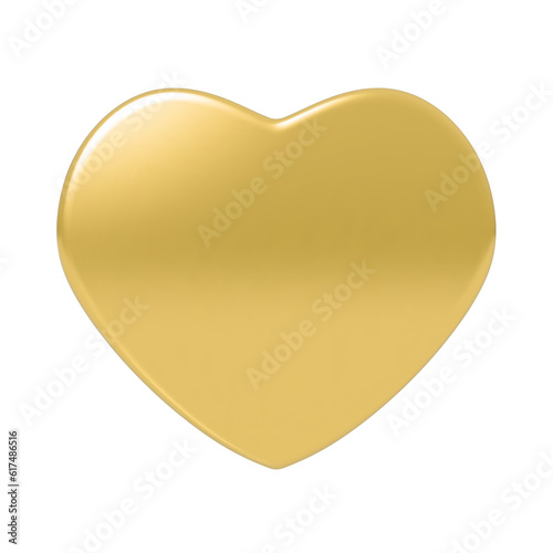 Glossy golden yellow heart icon or symbol with 3D effect