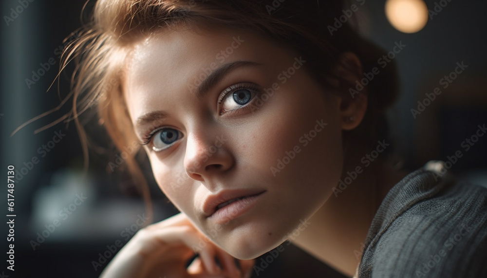 Obraz premium Beautiful woman with confidence looking at camera generated by AI