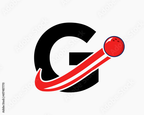 Letter G Bowling Logo. Bowling Ball Symbol With Moving Ball Icon