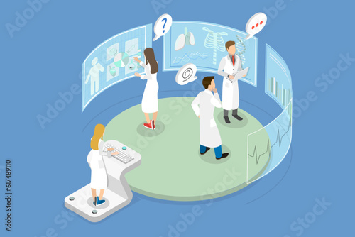 3D Isometric Flat Vector Conceptual Illustration of Interactive Laboratory, VR Lab