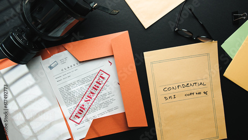 Foto Top Secret papers on desk