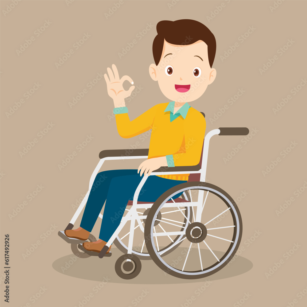 Young Man is sitting in a wheelchair male patient in wheelchair Young Man is sitting in a wheelchair male patient in wheelchair