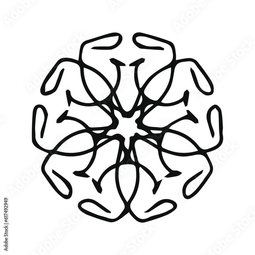 hand drawing symmetry mandala and symmetry flower, complex circle
