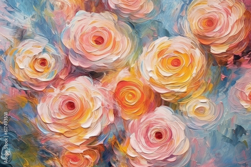 Excellent painting roses in blue water