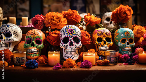 Day of the dead attributes celebration Dia de los Muertos Mexico